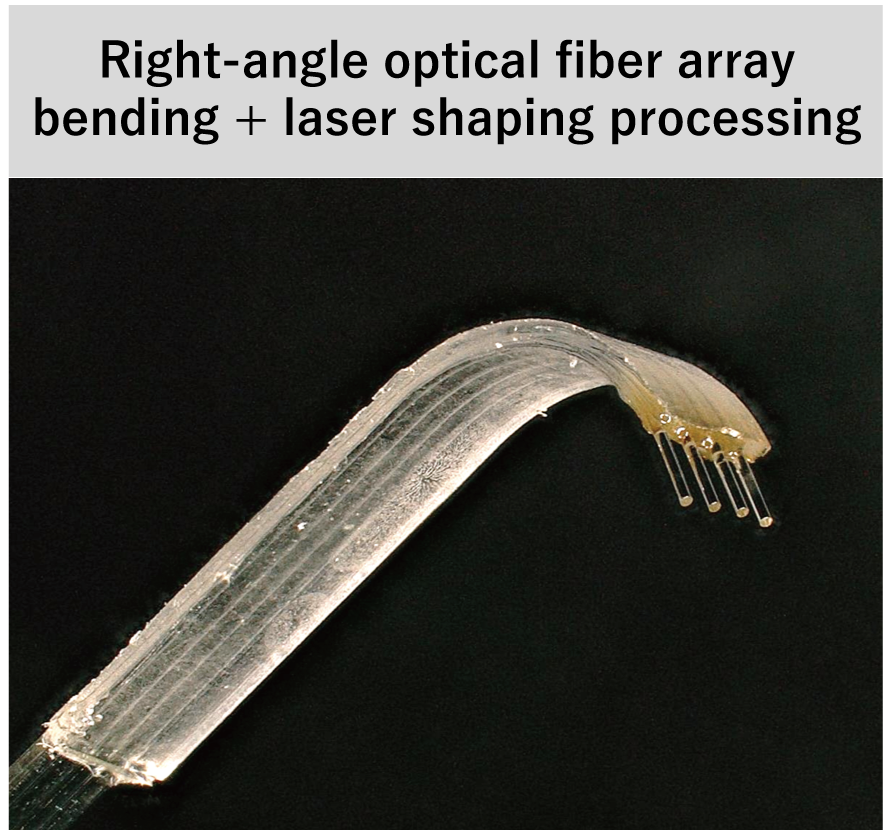 Right-angle optical fiber array bending + laser shaping processing