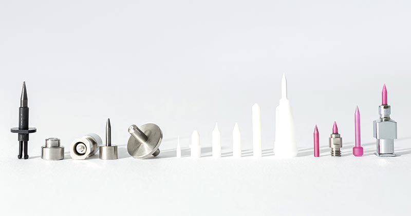 Orbray's micro precision nozzles are used in various industries, like semiconductor, industrial equipment, medical, R&D, etc.